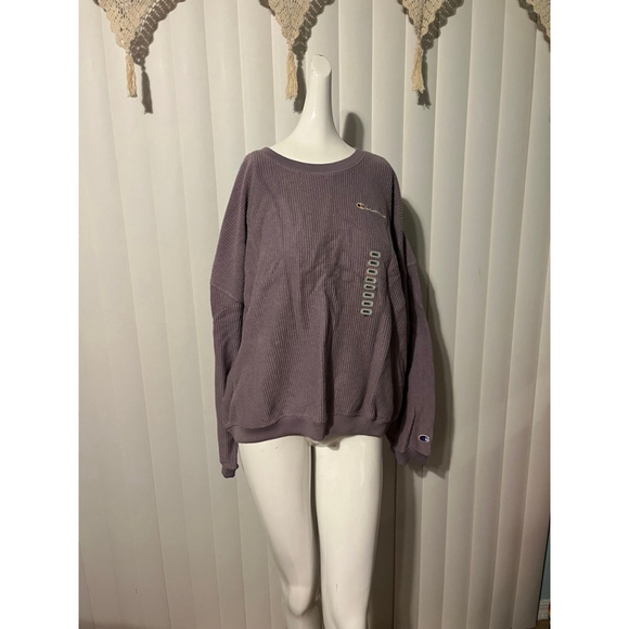 Women's Champion Purple Ribbed Crewneck Sweatshirt - Size L - Picture 1 of 2